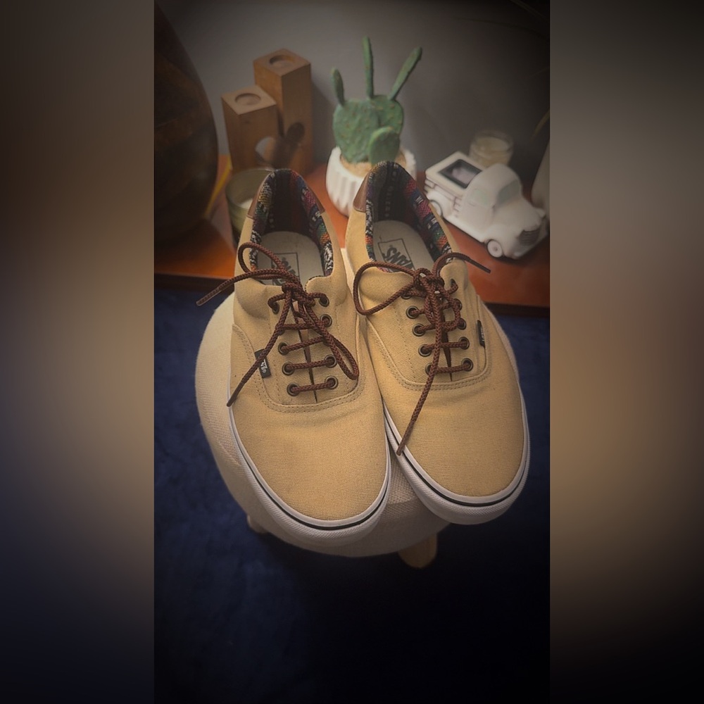 Vans Tan and Brown Sneakers with Moc-Toe Stitching